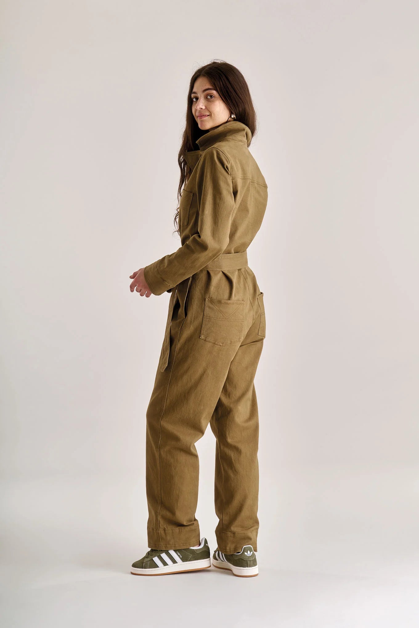 Lyon organic cotton jumpsuit in Olive
