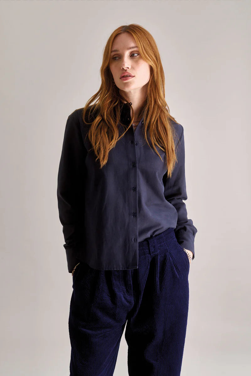 Kenjo 100 Organic Cotton Tencel Shirt in Navy