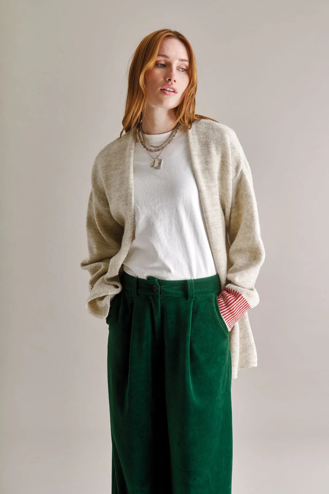 Amelia lambswool cardigan in Natural