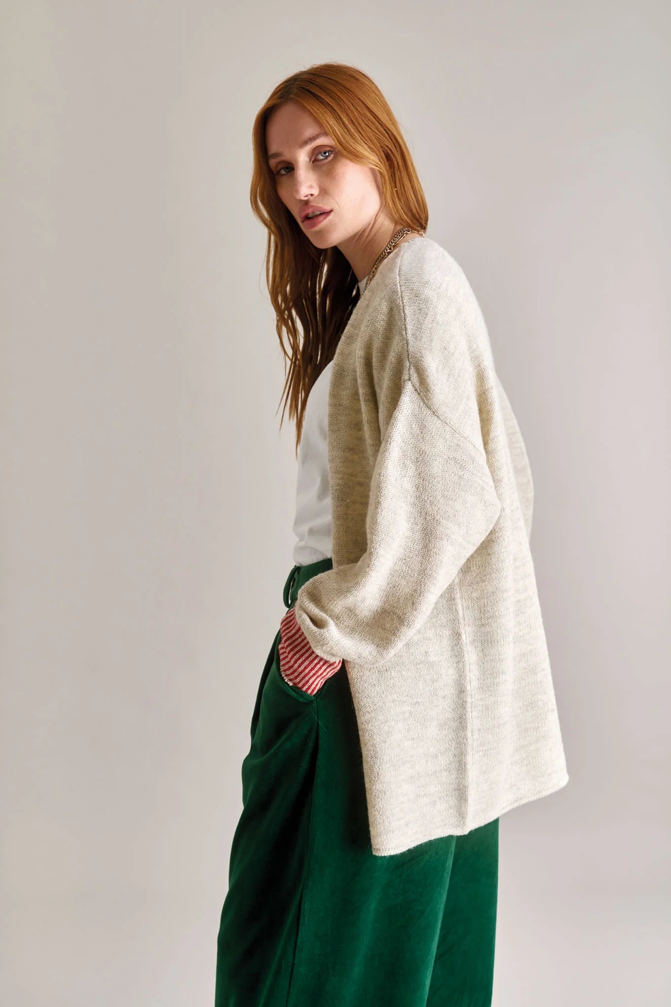 Amelia lambswool cardigan in Natural