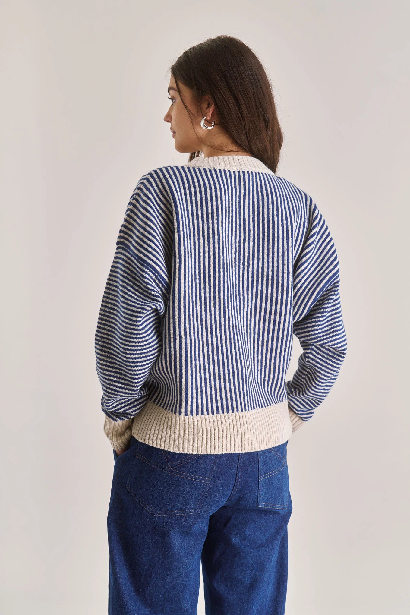 Zizi wool stripe jumper in Navy