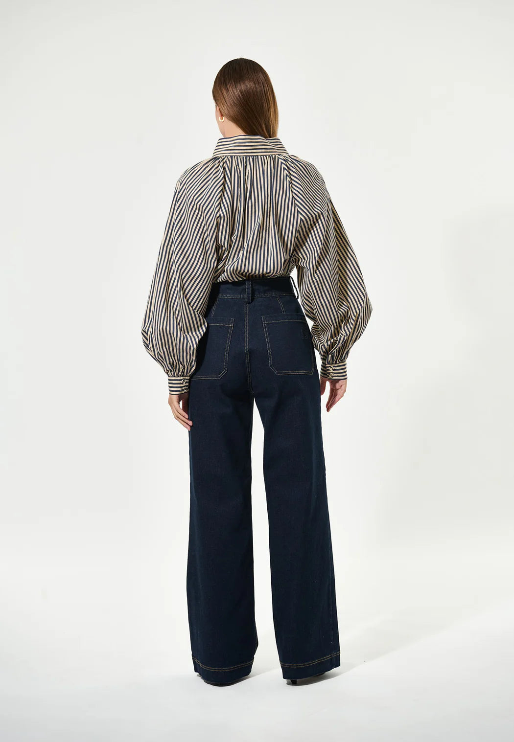 NICOLA Classic stripe blouse in blue & cream