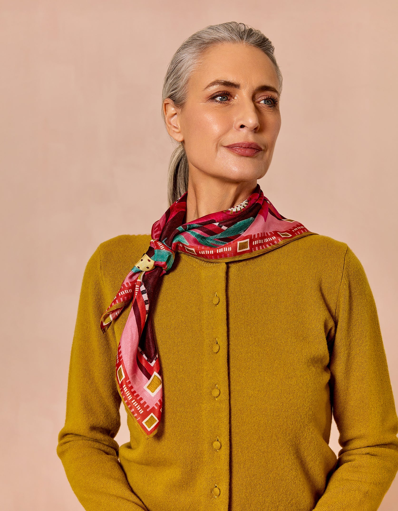Vira Knitted Crew Cardigan in Olive Oil