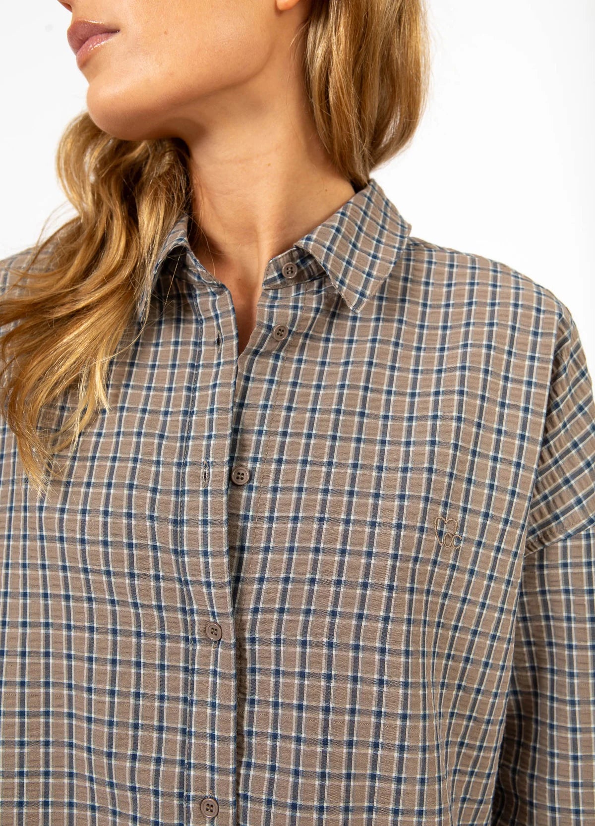 Gemma Loose Shirt in Brown Check