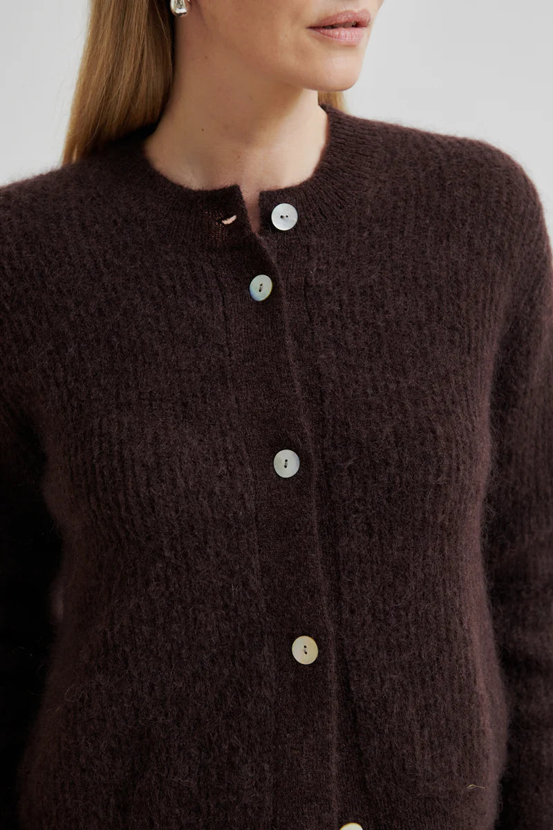 Second Female Andrea Cardigan in Chocolate Plum