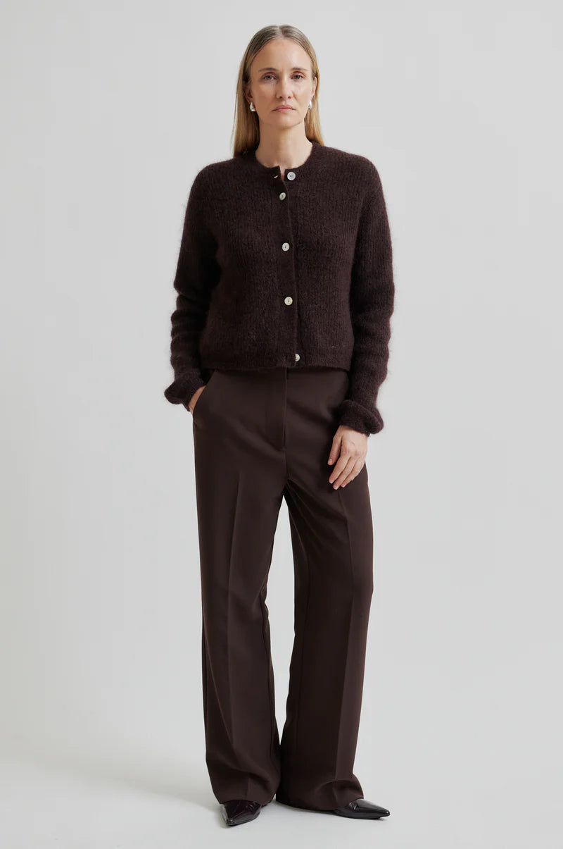 Second Female Andrea Cardigan in Chocolate Plum
