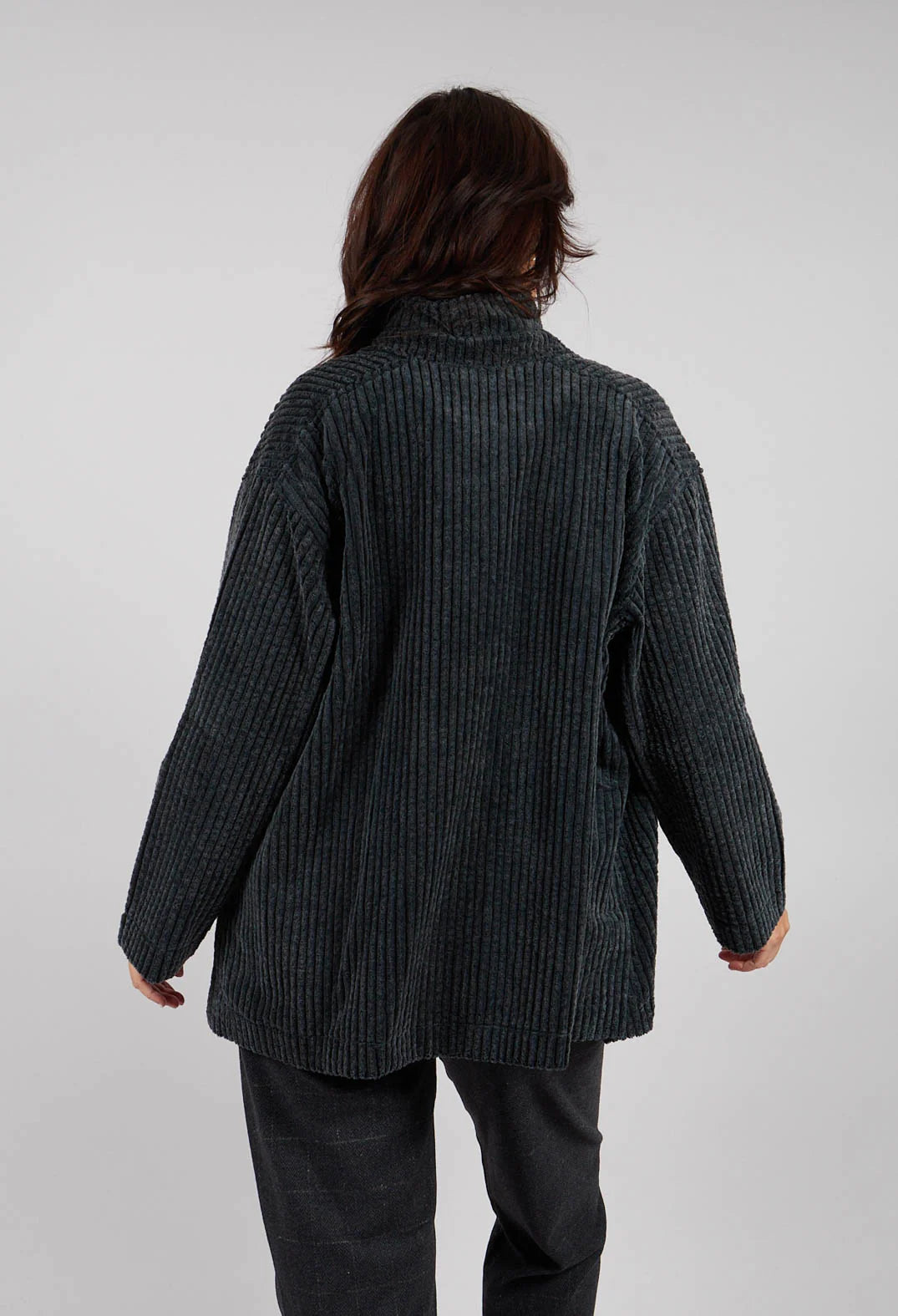 Cereale 100% Cotton Wide Cord Jacket in Charcoal Grey