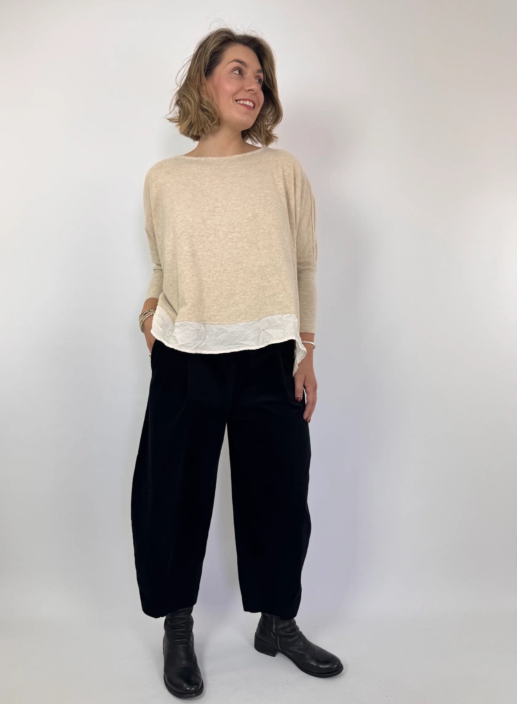 Bamboo Jumper in soft cotton fleece in Luna Beige