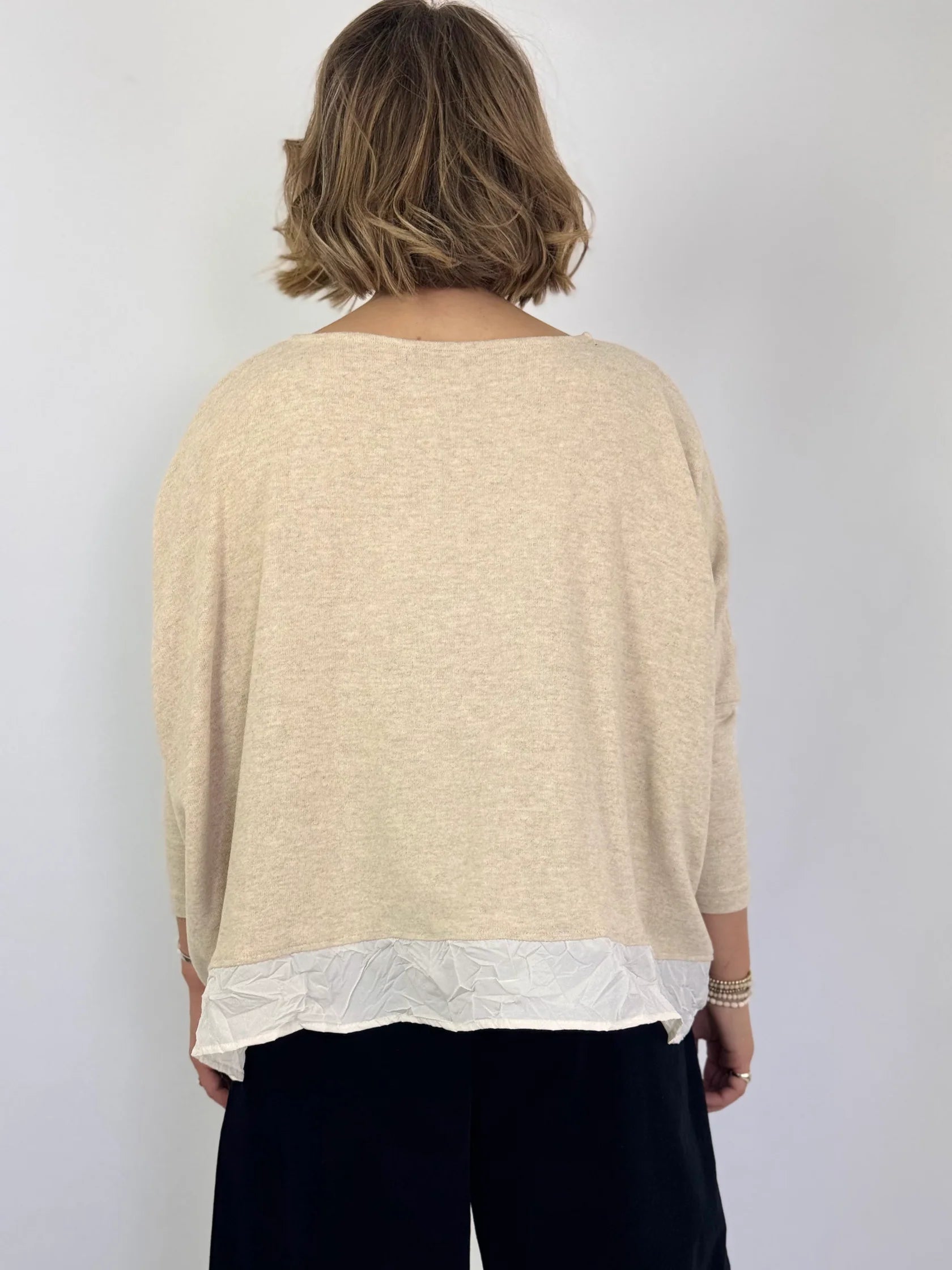 Bamboo Jumper in soft cotton fleece in Luna Beige
