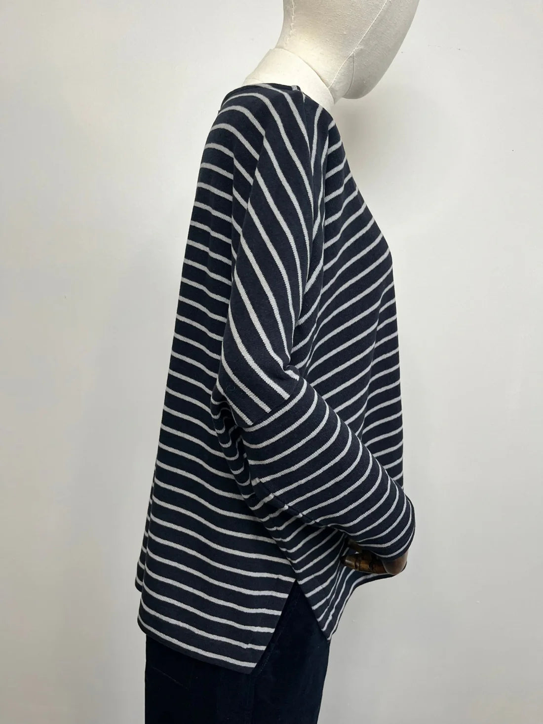 Martis Jumper in Dark Navy and Pale Grey stripe