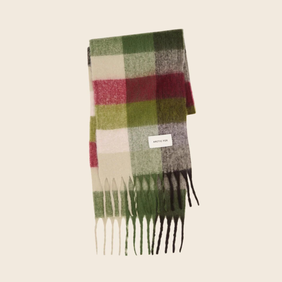 The Reykjavik Scarf in Mossy Green Check