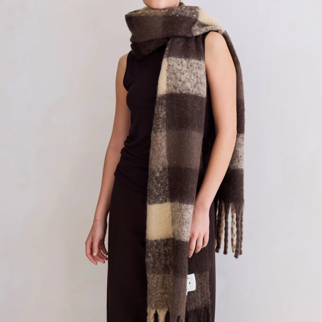 The Reykjavik Scarf in Brown Check