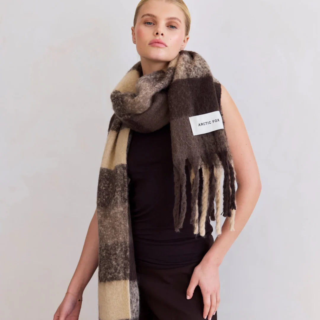 The Reykjavik Scarf in Brown Check