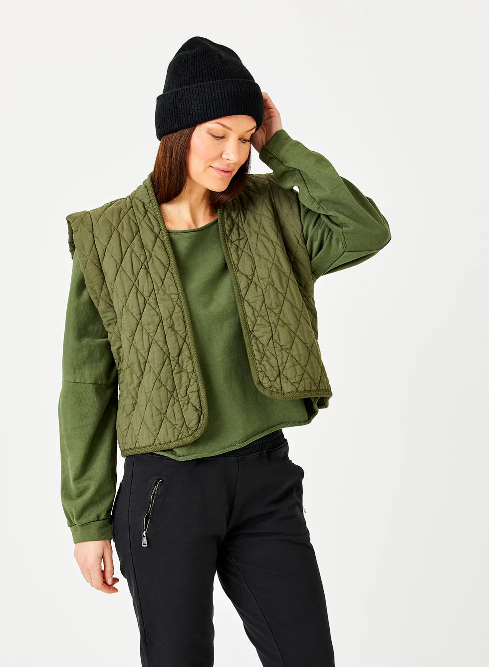 Caleb Quilted Waistcoat in Military