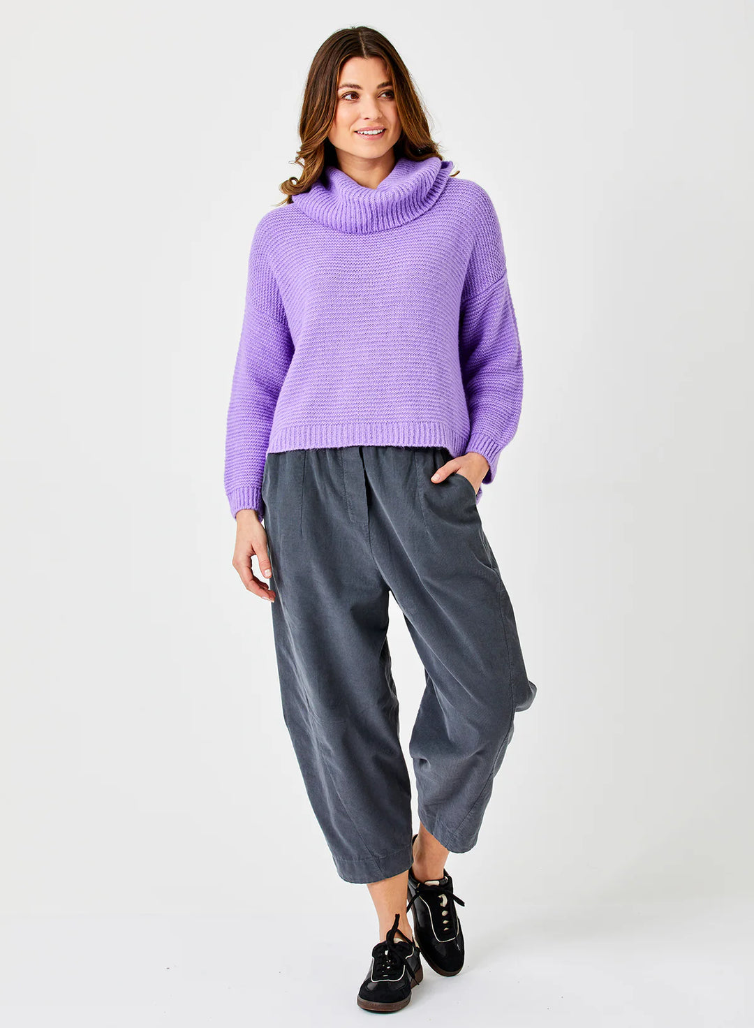 Olla Carrot Shape Baby Cord Trousers in Grey