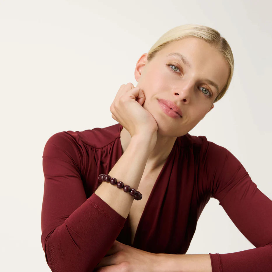 Mini Beads Flex Bracelet in Bordeaux Marble