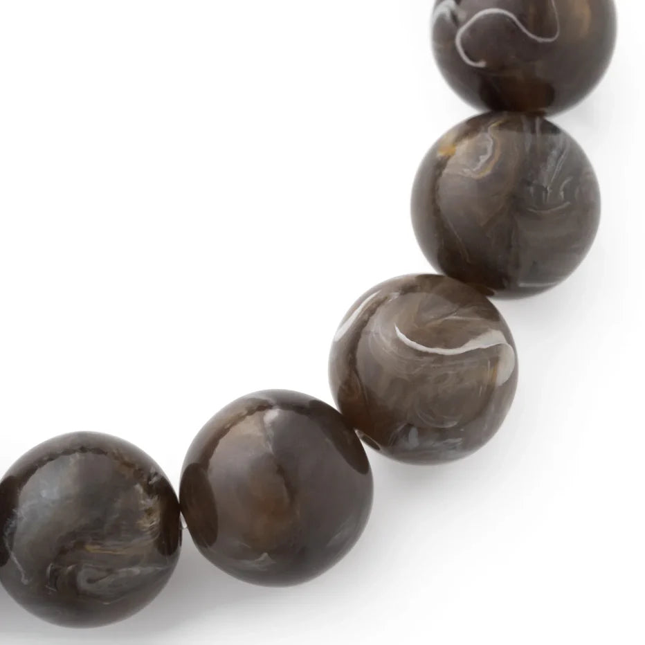 Mini Beads Flex Bracelet in Dark Brown Marble