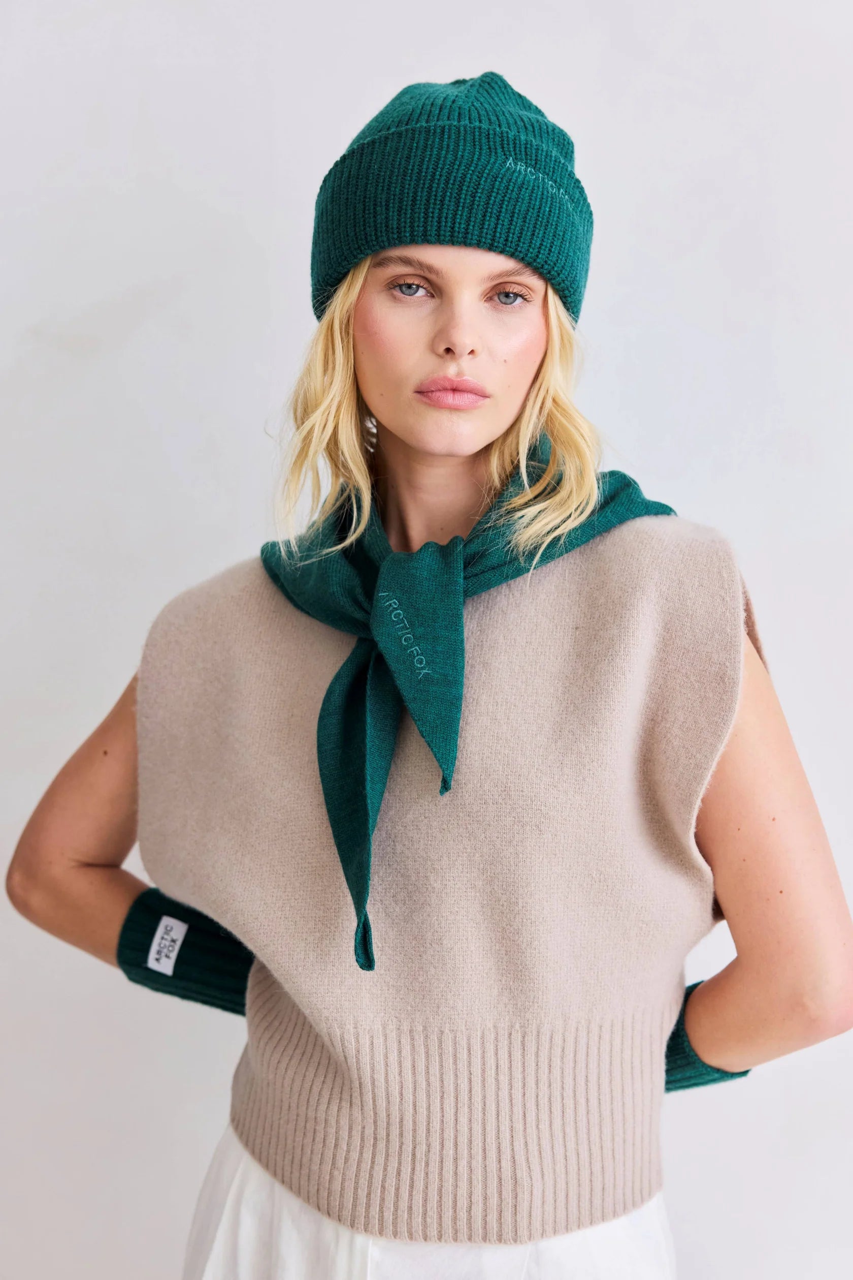 Merino Triangle Scarf in Alpine Fern