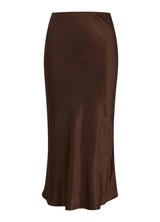 Skyler Mid Length Silky Skirt in Autumn Brown