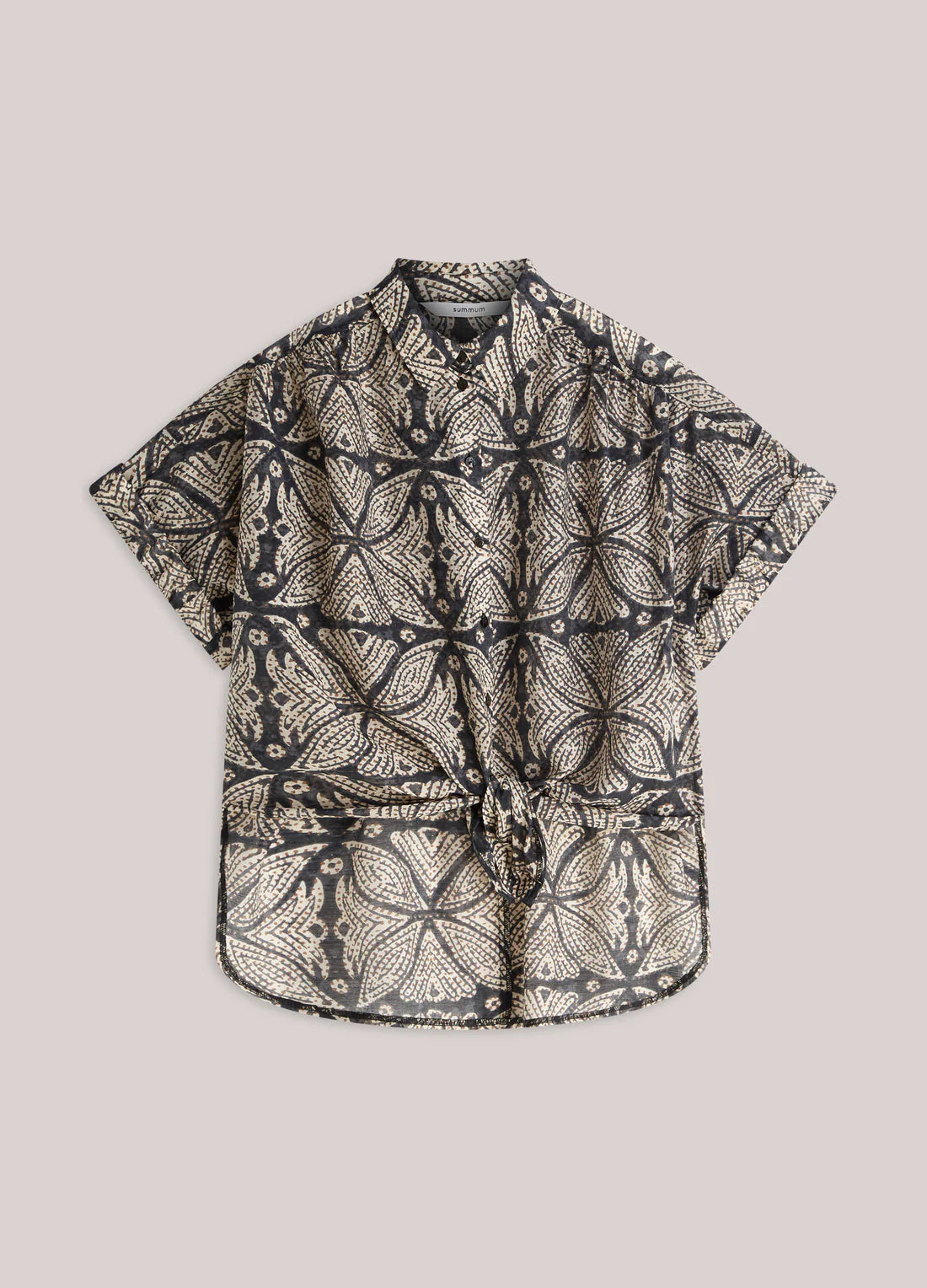 Lyocell Blouse in Black Swirl Print