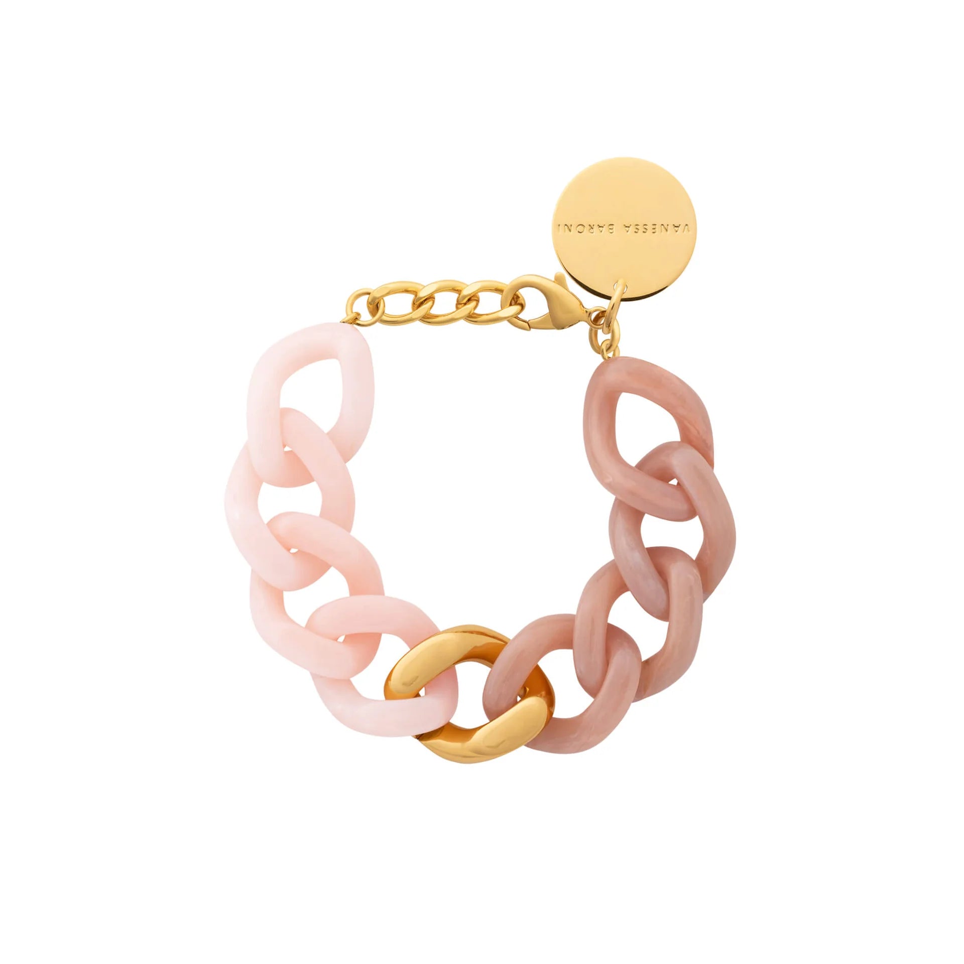 Flat Chain Bracelet 2 Colour with Gold link in Blush Marble and Peach Sorbet