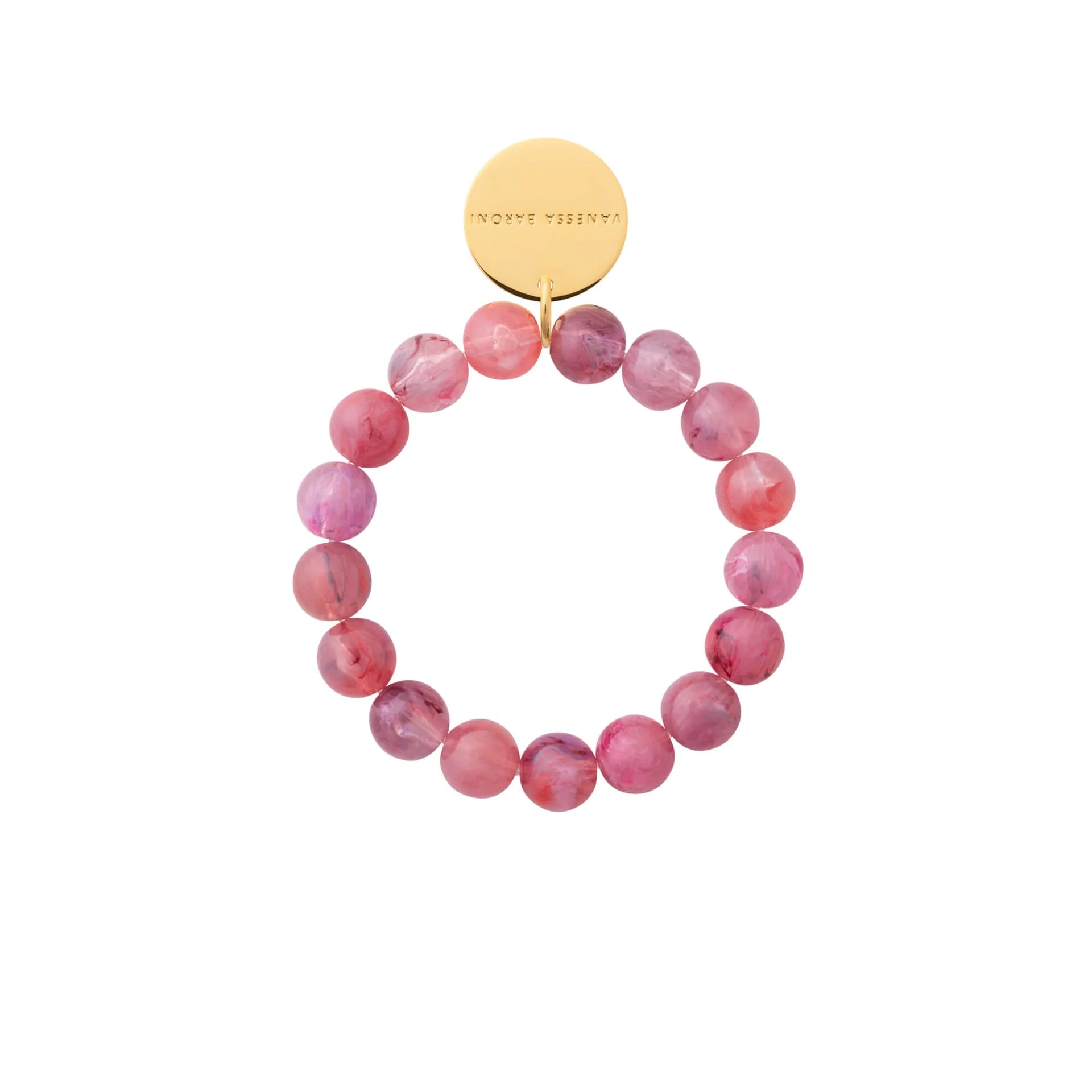 Mini Beads Flex Bracelet in Crystal Pink Marble