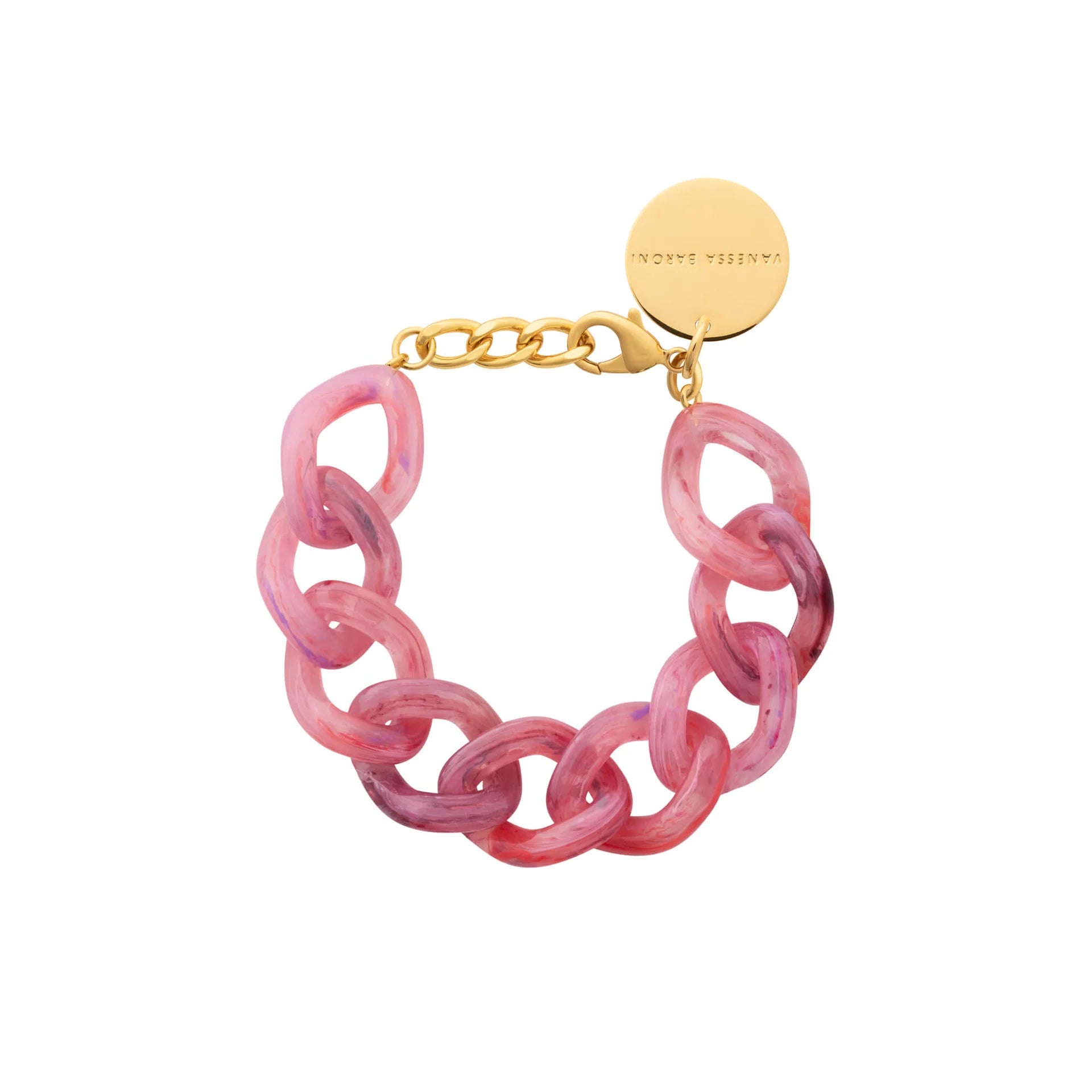 Flat Chain Bracelet in Crystal Pink Marble