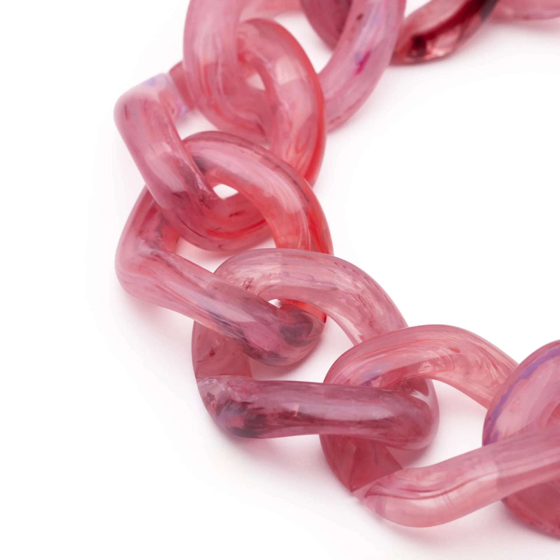 Flat Chain Bracelet in Crystal Pink Marble