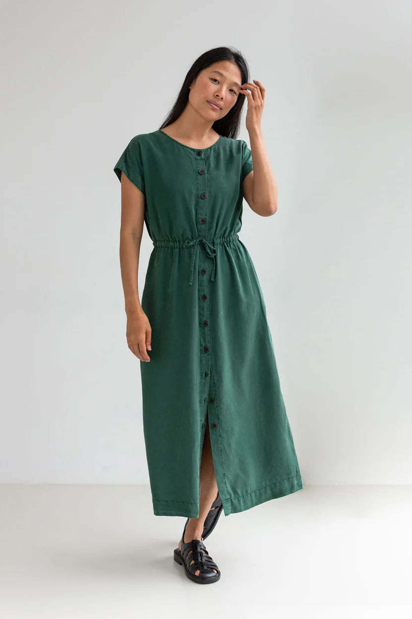 Marasusa Dark Green Dress in 100% Tencel