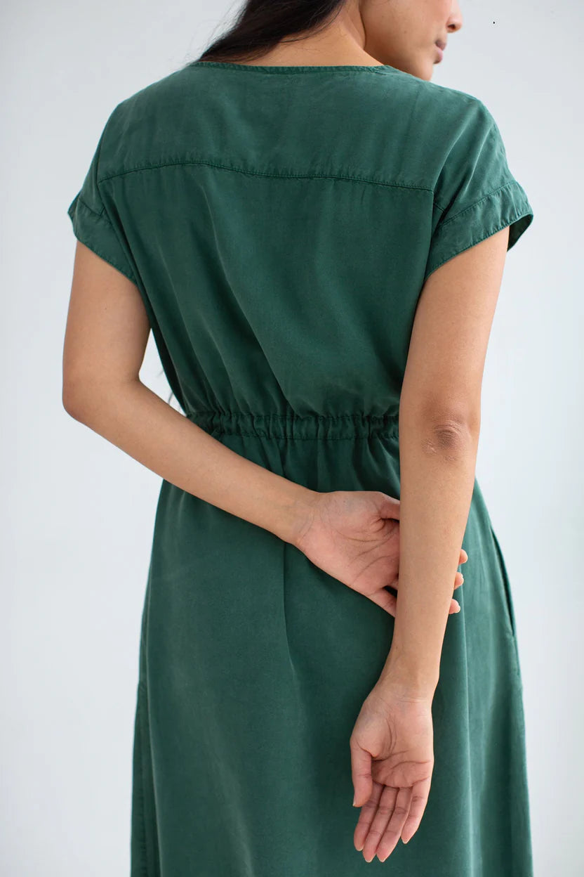 Marasusa Dark Green Dress in 100% Tencel