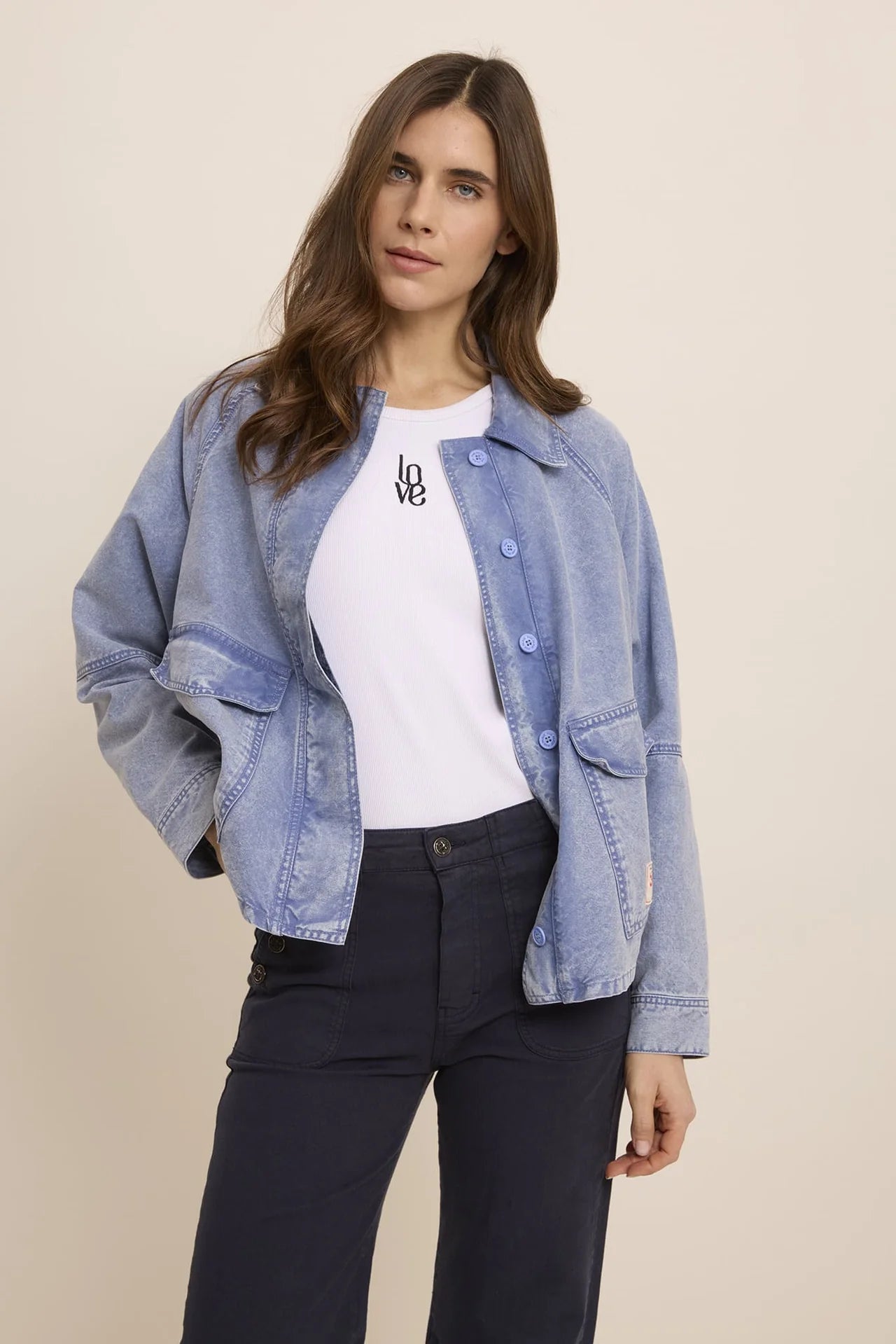 100% Cotton Viggo Jacket in Denim Blue