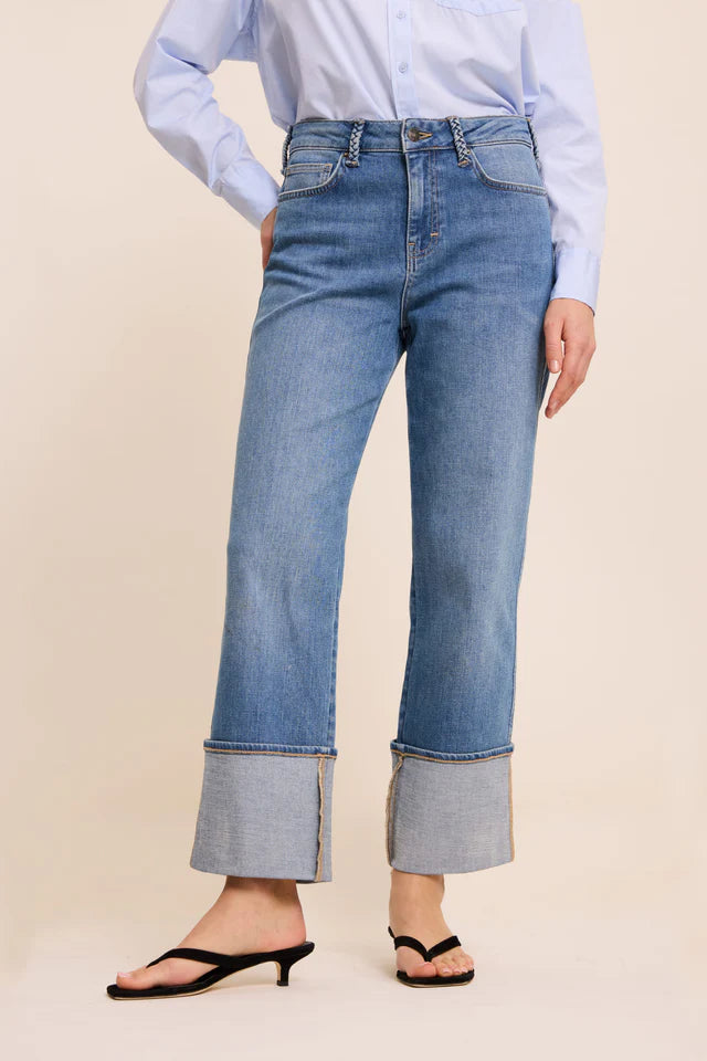 100% Cotton and Recycled Cotton Livia Wide Leg Jeans in Light Blue