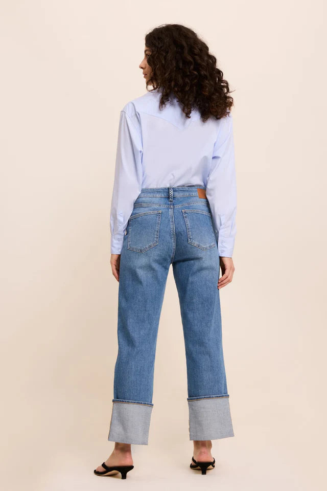 100% Cotton and Recycled Cotton Livia Wide Leg Jeans in Light Blue