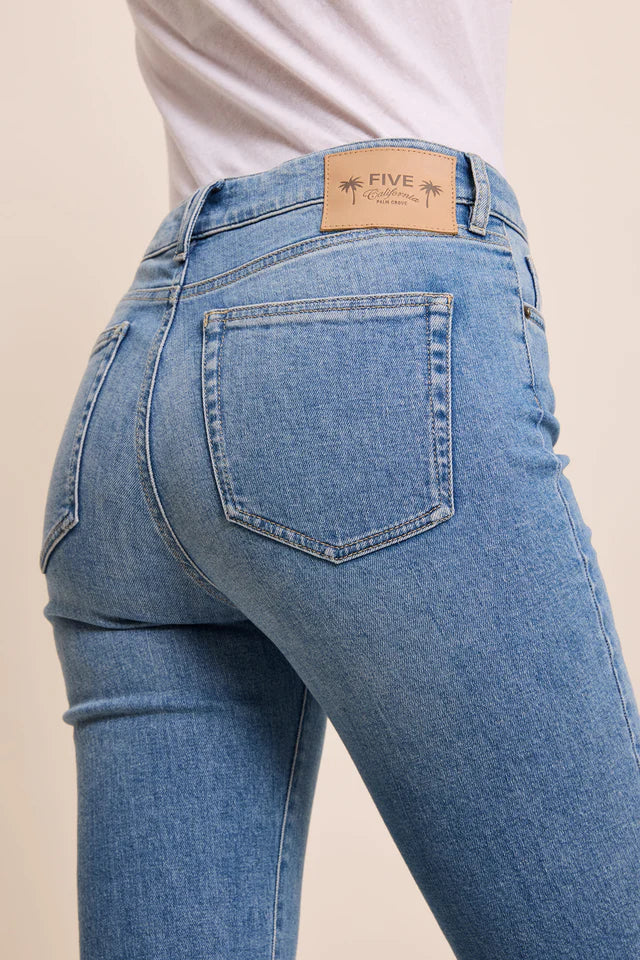 100% Cotton Maylan Crop Flare Jean in Light Blue