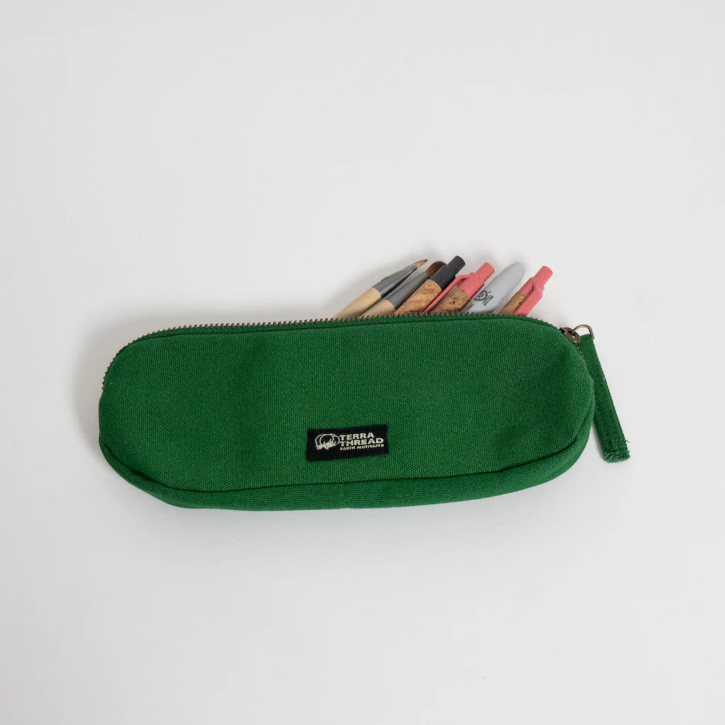 Terra Thread Organic Cotton Pencil Case Green