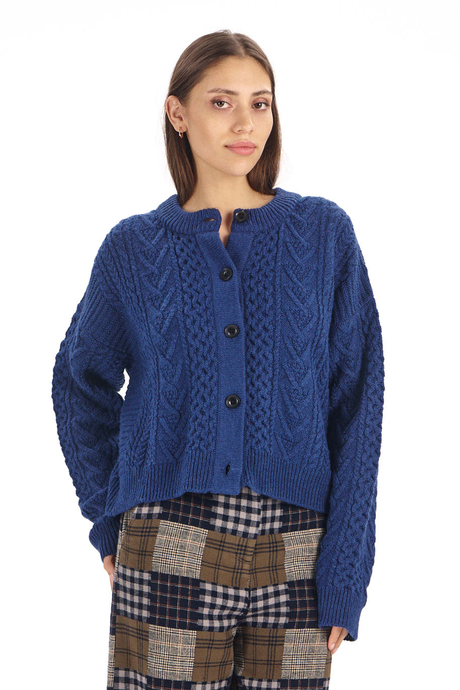 100% Lambswool Charlie Cardigan in navy
