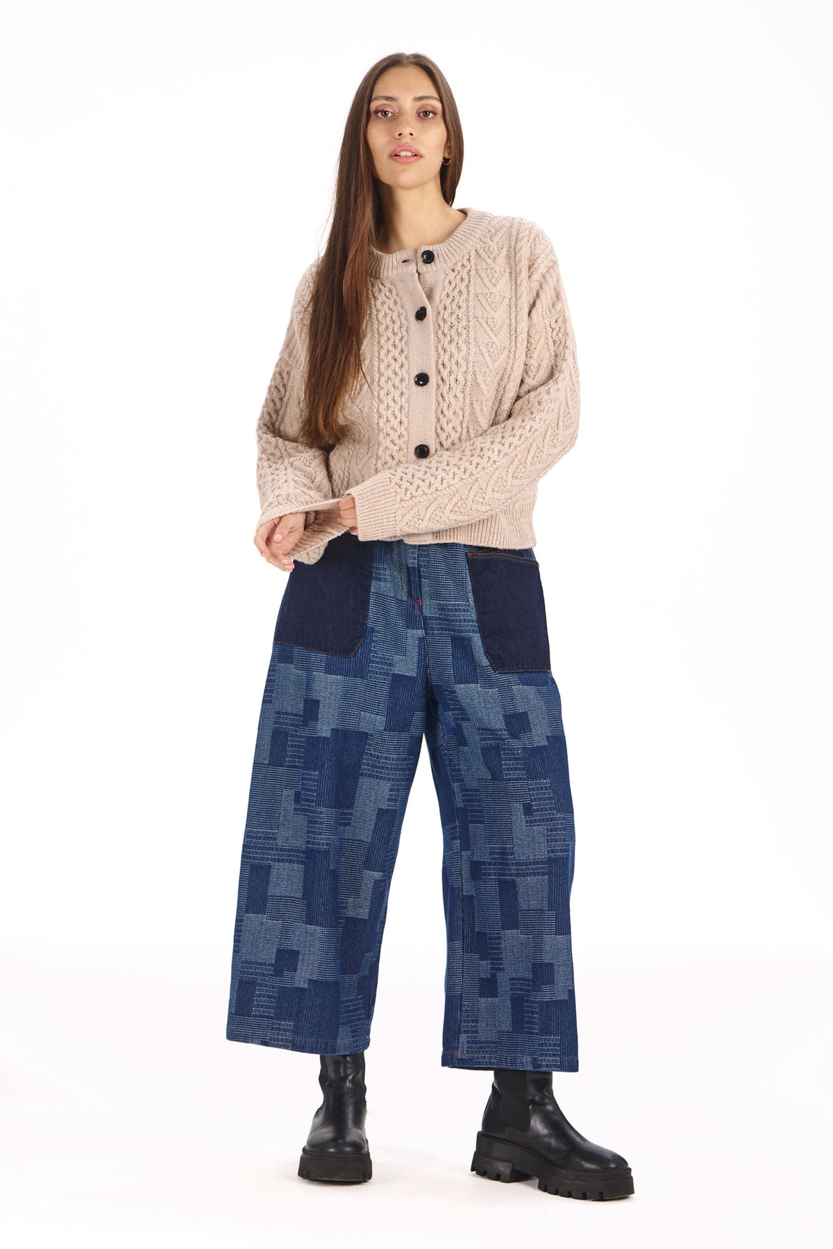 100% Lambswool Charlie Cardigan in Sand