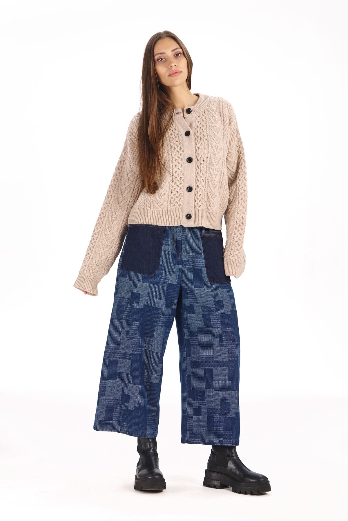 100% Lambswool Charlie Cardigan in Sand