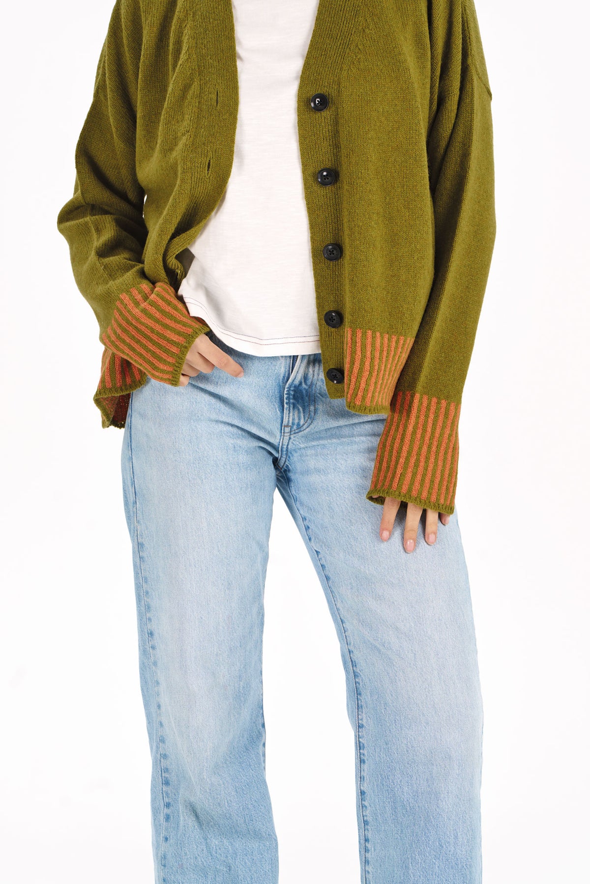 100% Merino Cosi Cardigan in Olive