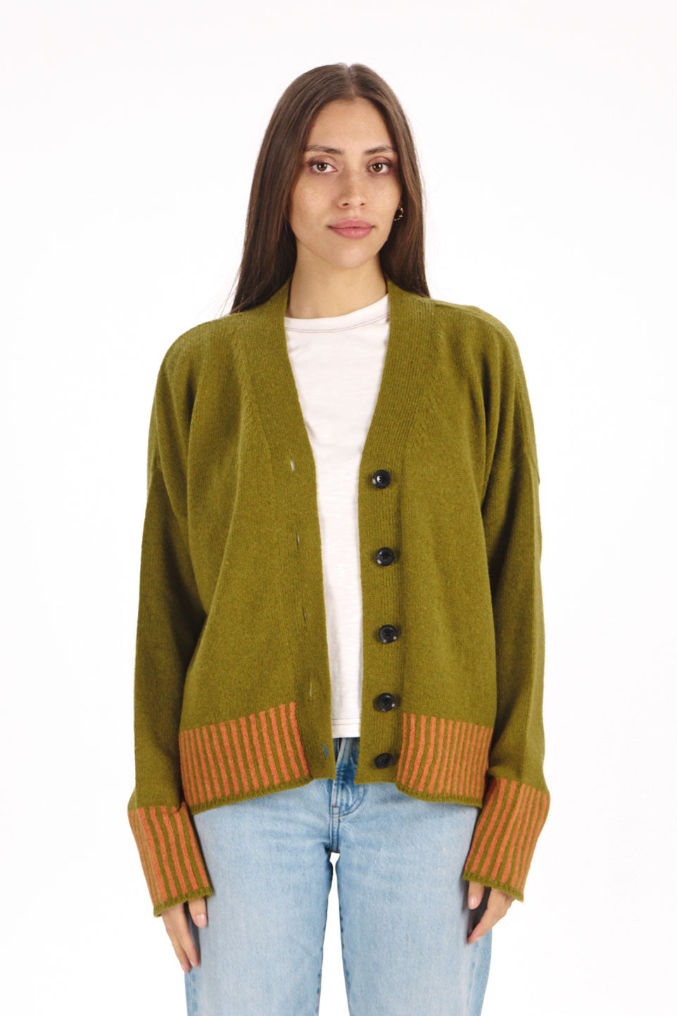 100% Merino Cosi Cardigan in Olive