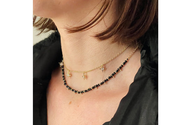 Salus Black Spinel Gold Gemstone Necklace