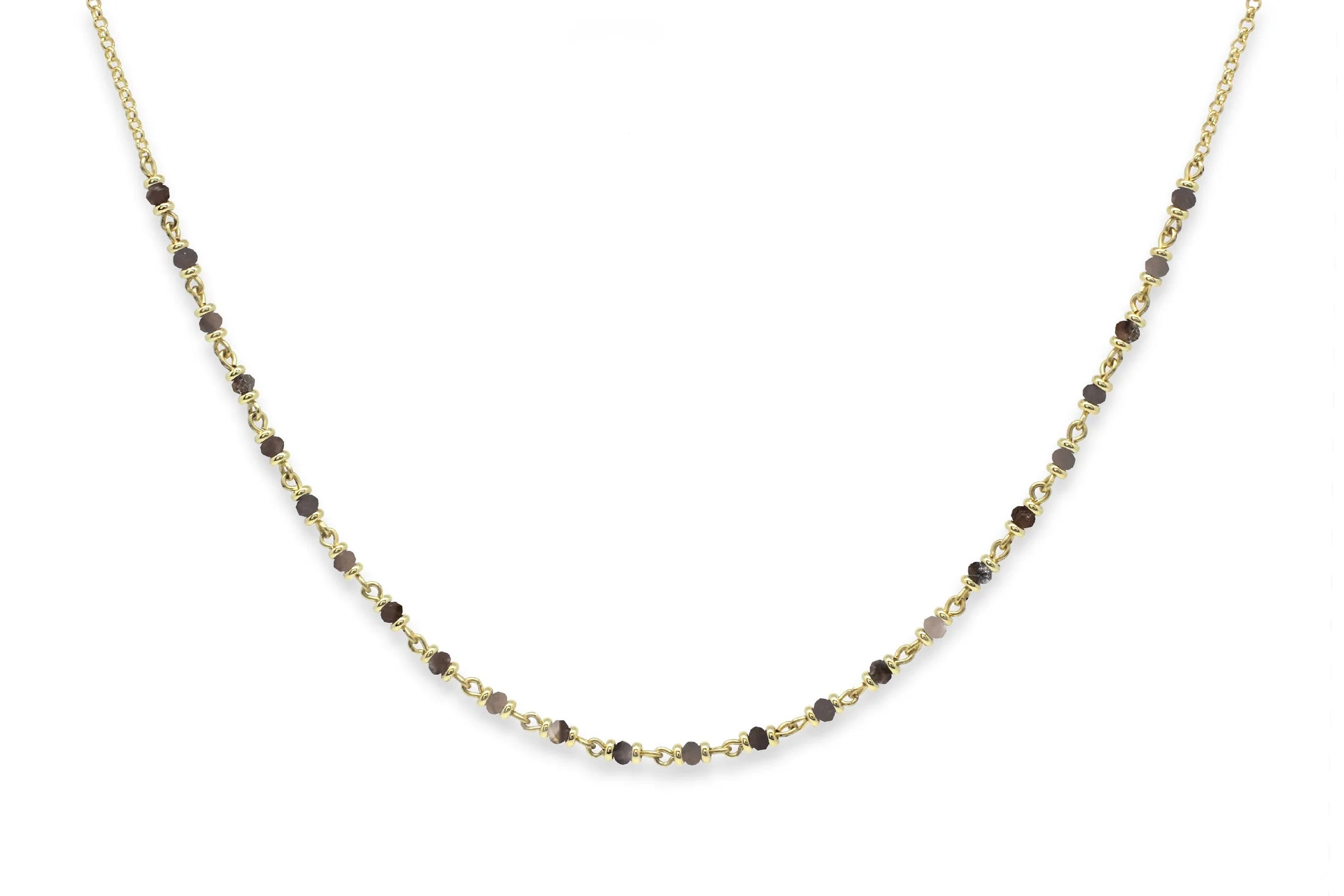 Panacea Smokey Quartrz Gold Gemstone Necklace