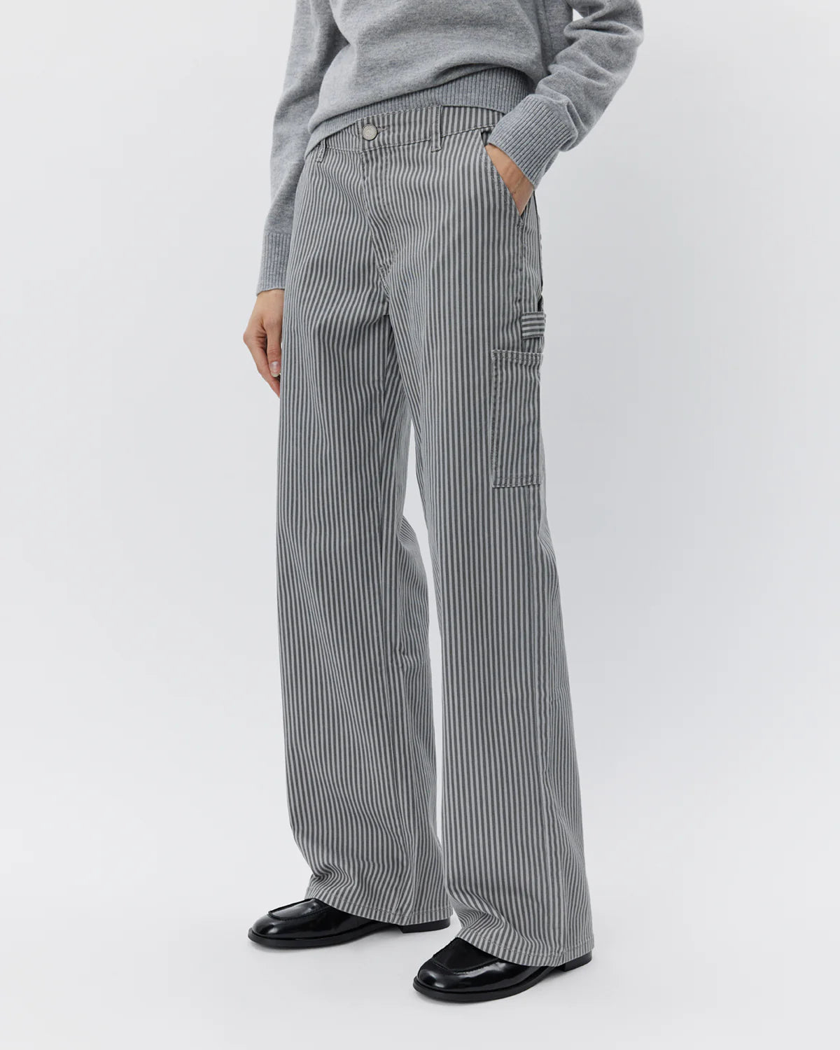 Gitte Cargo Stripe Trousers - Black/Off White