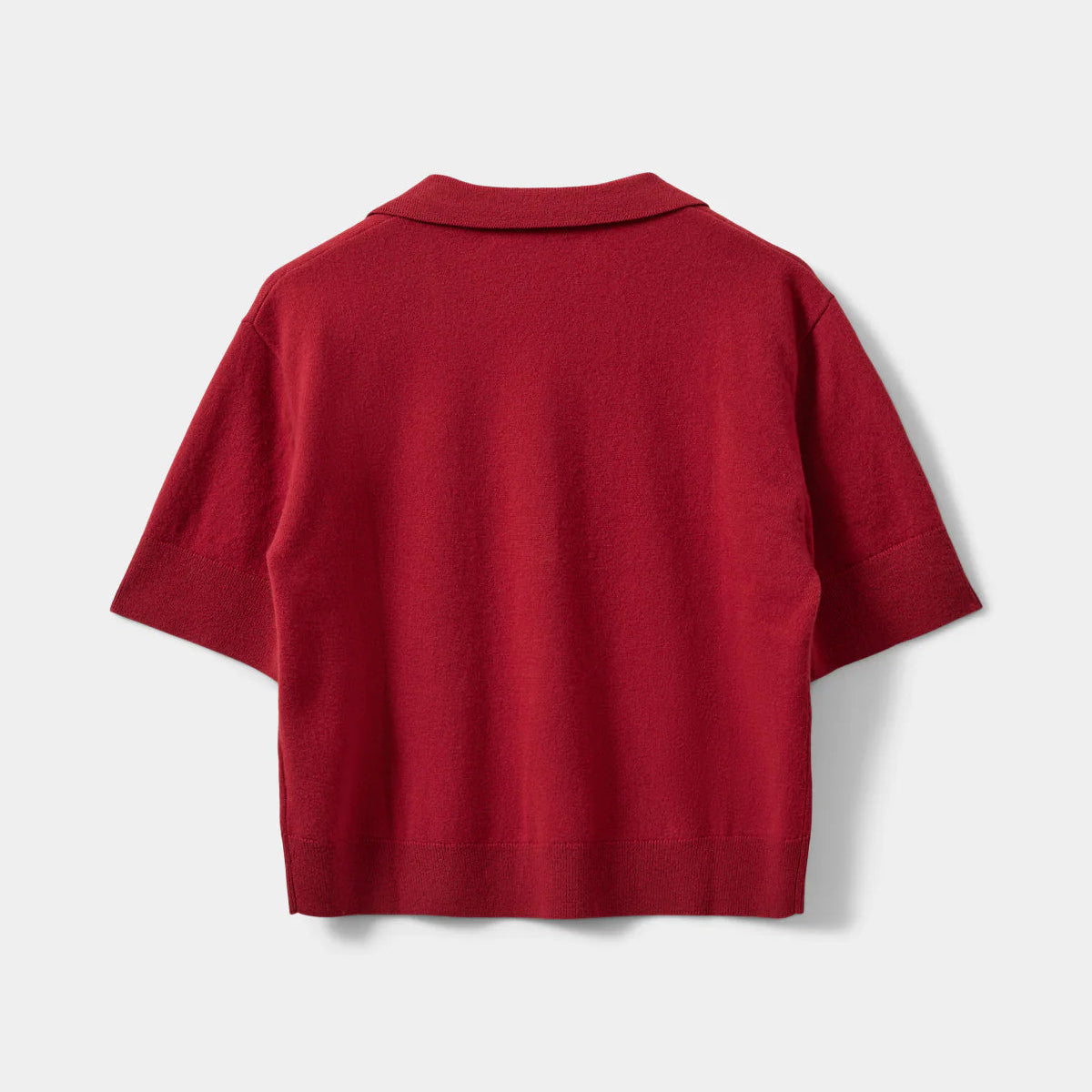 Short Sleeve Jumper with Collar - Red