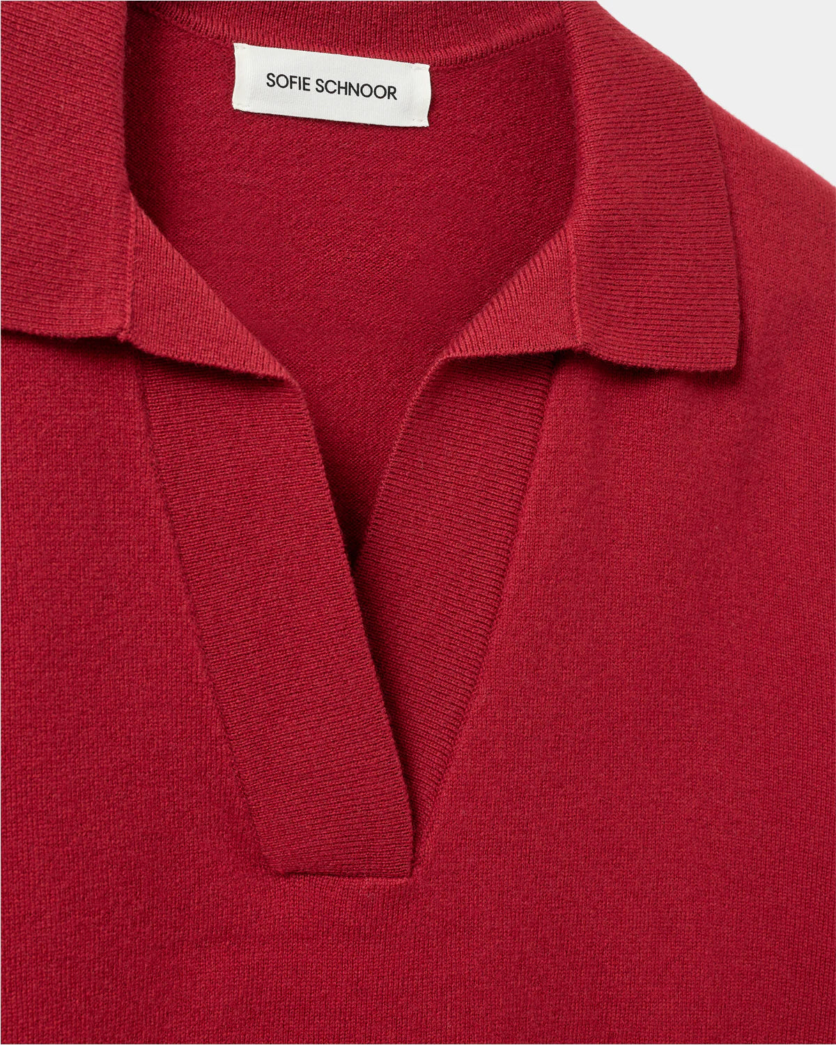 Short Sleeve Jumper with Collar - Red