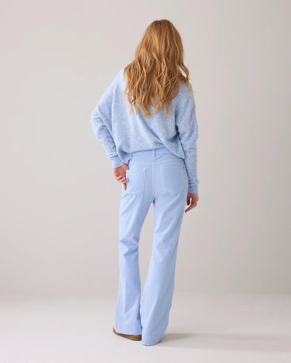 Flared Corduroy Trousers - Powder Blue