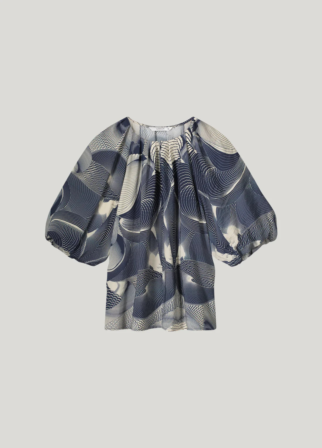 Top with Two-Tone Wave Print - Navy