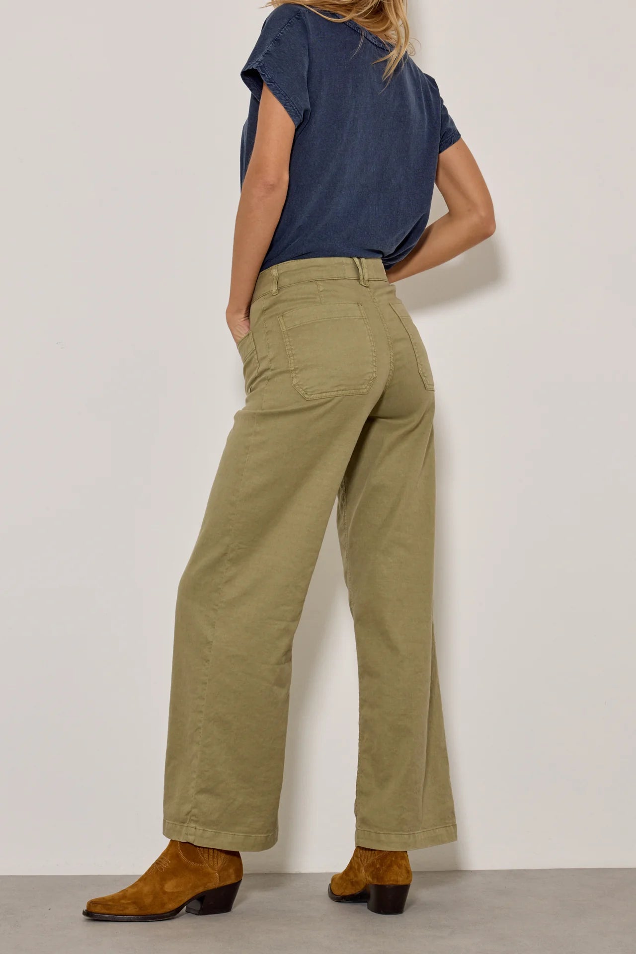 Lucia Linen and Cotton Trousers in Sage