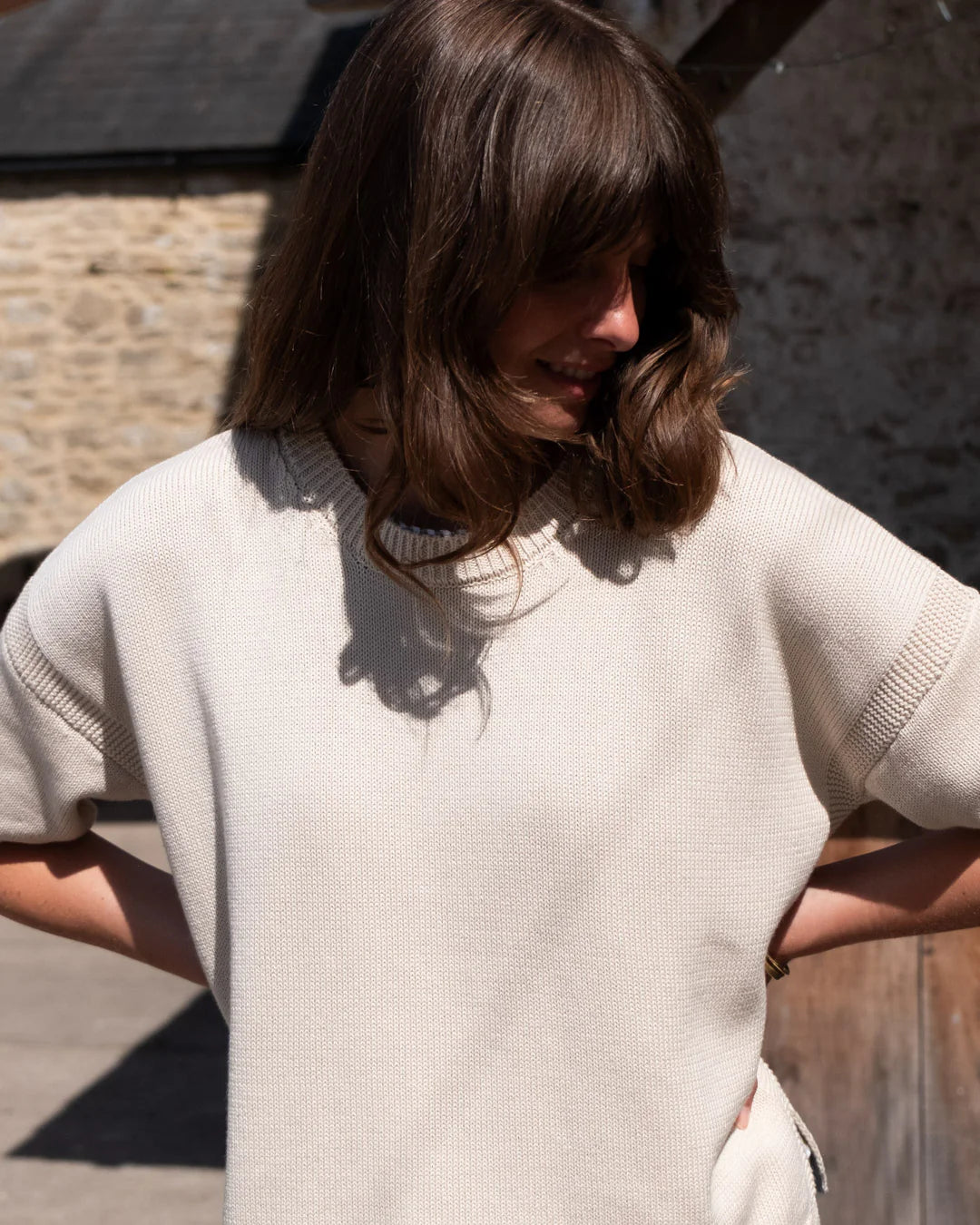 Lisa Boxy Fit 100% Organic Cotton Jumper in Ecru