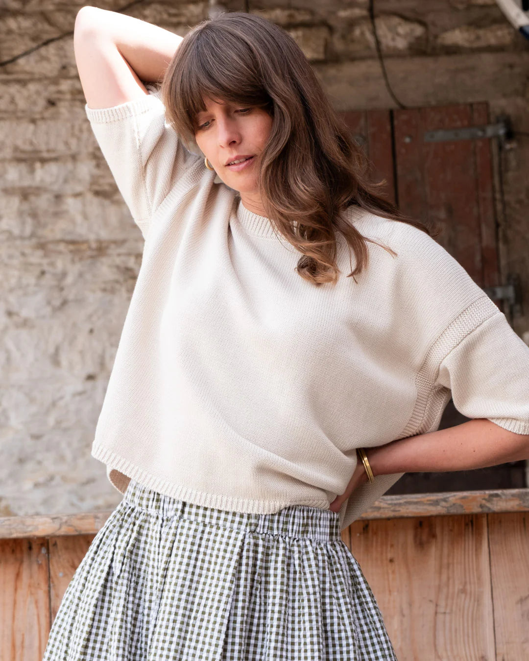 Lisa Boxy Fit 100% Organic Cotton Jumper in Ecru